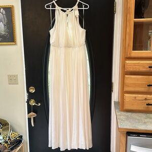 J.Crew Grecian Ivory Bridesmaid Maxi Dress Beach Wedding Goddess Size 10